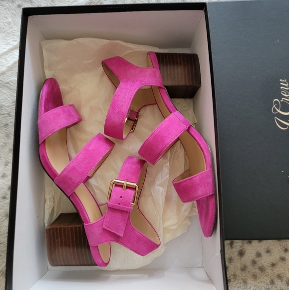 J. Crew three-strap stacked-heel sandals in  suede, 6.5 - Picture 6 of 10